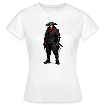 Samouraï de l’ombre avec une écharpe rouge - T-shirt Femme - blanc - Devant - AI Model Female 172 dark (172cm)
