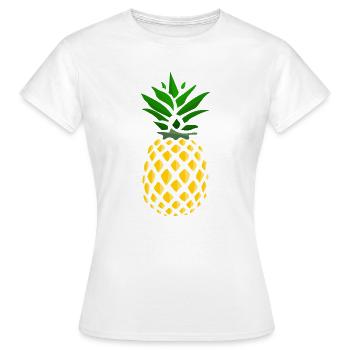 Ananas Tropenprint  - Frauen T-Shirt - Weiß - Vorne - AI Model Female 172 dark (172cm)