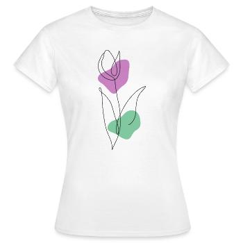 Lineart Tulip with Pastel Shapes - Women's T-Shirt - white - Front - AI Model Female 172 dark (172cm)
