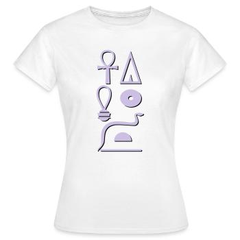 Hieroglyphen - Leben wie Re ewig - Frauen T-Shirt - Weiß - Vorne - AI Model Female 172 dark (172cm)