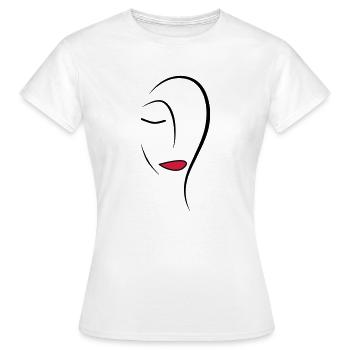 Strichzeichnungen Gesicht - Frauen T-Shirt - Weiß - Vorne - AI Model Female 172 dark (172cm)