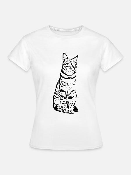 Katze schwarz - Frauen T-Shirt - Weiß