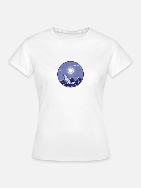 Wolf und Vollmond - Frauen T-Shirt - Weiß