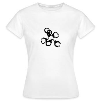 Handschellen Fesseln Used Look JGA Game over Stahl - Frauen T-Shirt - Weiß - Vorne - AI Model Female 172 dark (172cm)