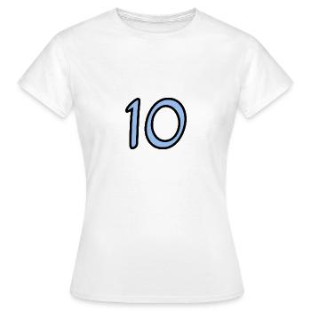 10. 10 YEARS. 10th ANNIVERSARY. 10 YEAR ANNIVERSARY. - Women's T-Shirt - white - Front - AI Model Female 172 dark (172cm)