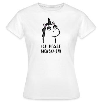 Ich hasse Menschen - Genervtes Einhorn - Frauen T-Shirt - Weiß - Vorne - AI Model Female 172 dark (172cm)