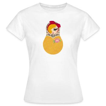 Matroschka Jayne - gelbes Kleid - Frauen T-Shirt - Weiß - Vorne - AI Model Female 172 dark (172cm)