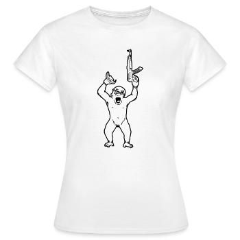 chimp machine gun - Women's T-Shirt - white - Front - AI Model Female 172 dark (172cm)