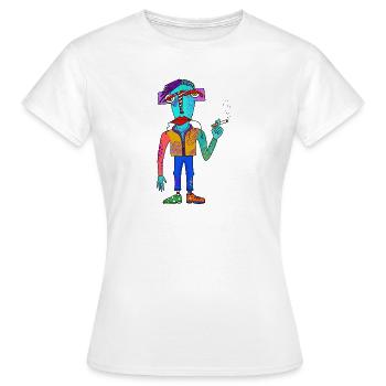 Créature cubiste colorée avec une cigarette - T-shirt Femme - blanc - Devant - AI Model Female 172 dark (172cm)