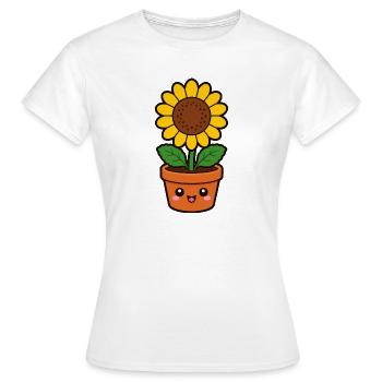 Fröhliche Sonnenblume im Topf - Frauen T-Shirt - Weiß - Vorne - AI Model Female 172 dark (172cm)