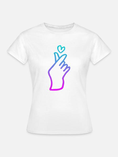 Kpop Handzeichen Herz - Frauen T-Shirt - Weiß