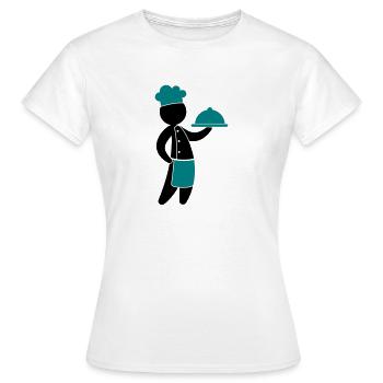 A gourmet chef serves guests - Women's T-Shirt - white - Front - AI Model Female 172 dark (172cm)