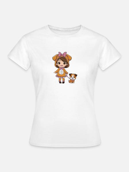 Kawaii Girl In a Dog costume - Women's T-Shirt - white