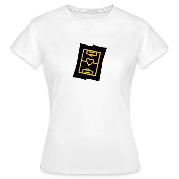 Fußballfeld mit Herz Vereinsfarben gelb schwarz - Frauen T-Shirt - Weiß - Vorne - AI Model Female 172 dark (172cm)