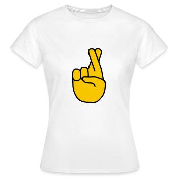 Emoji Finger gekreuzt Skizze Farbe - Frauen T-Shirt - Weiß - Vorne - AI Model Female 172 dark (172cm)