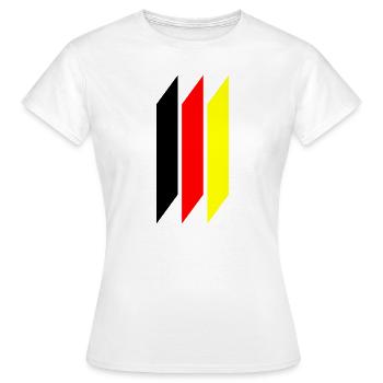 Deutschland Streifen schwarz rot gold gelb Sport - Frauen T-Shirt - Weiß - Vorne - AI Model Female 172 dark (172cm)
