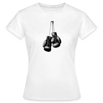 Boxhandschuhe - Frauen T-Shirt - Weiß - Vorne - AI Model Female 172 dark (172cm)