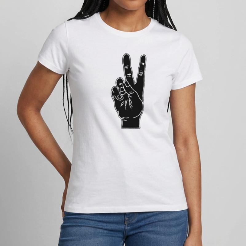 Geste de la main noire paix T-shirt Femme