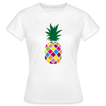 Ananas bunt Sommer Party exotisch Urlaub Fun Farbe - Frauen T-Shirt - Weiß - Vorne - AI Model Female 172 dark (172cm)