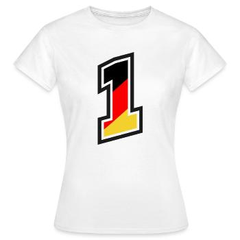 1 Trikotnummer Deutschland Farben - Frauen T-Shirt - Weiß - Vorne - AI Model Female 172 dark (172cm)