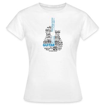 Guitare Noir/Bleu - sur lumière - T-shirt Femme - blanc - Devant - AI Model Female 172 dark (172cm)