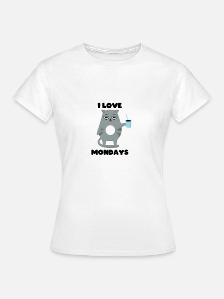 I love mondays - Cat Grumpy - Frauen T-Shirt - Weiß