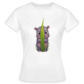 Nilpferd im Grasblick - Frauen T-Shirt - Weiß - Vorne - AI Model Female 172 dark (172cm)