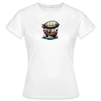 Luftschiff-Expedition über Wellen - Frauen T-Shirt - Weiß - Vorne - AI Model Female 172 dark (172cm)