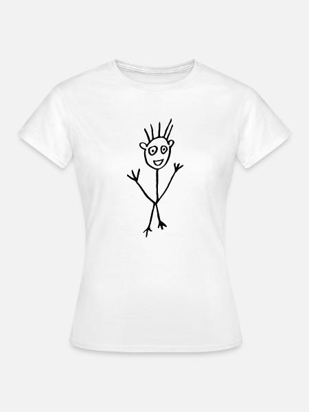 stok mannetje tekening - Dame-T-shirt - hvid