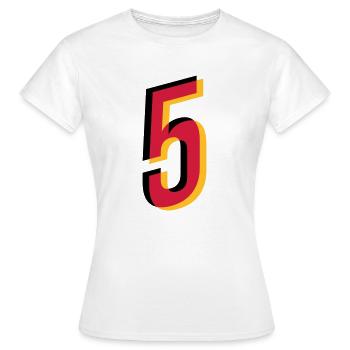 Numéro 5 Allemagne Numéro de maillot Noir Rouge Or - T-shirt Femme - blanc - Devant - AI Model Female 172 dark (172cm)