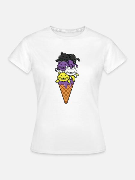 Nonbinäre Eiscreme Katzen Nonbinary Pride - Frauen T-Shirt - Weiß