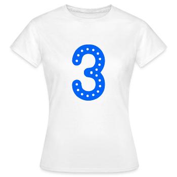 3 YEARS. 3rd ANNIVERSARY. BIRTHDAY 3 YEARS. 3 - Women's T-Shirt - white - Front - AI Model Female 172 dark (172cm)
