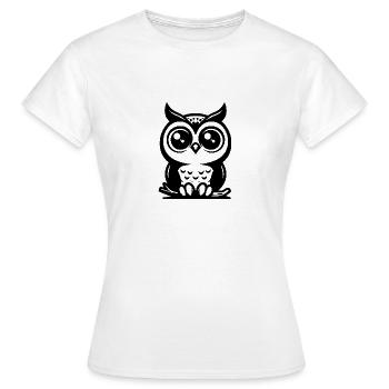 Cartoon-Eule mit großen Augen - Frauen T-Shirt - Weiß - Vorne - AI Model Female 172 dark (172cm)