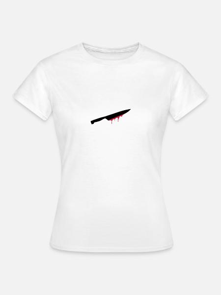 messer, klinge, blut, - Frauen T-Shirt - Weiß