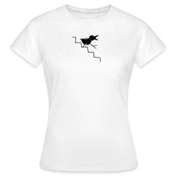 Oiseau descend les escaliers - T-shirt Femme - blanc - Devant - AI Model Female 172 dark (172cm)