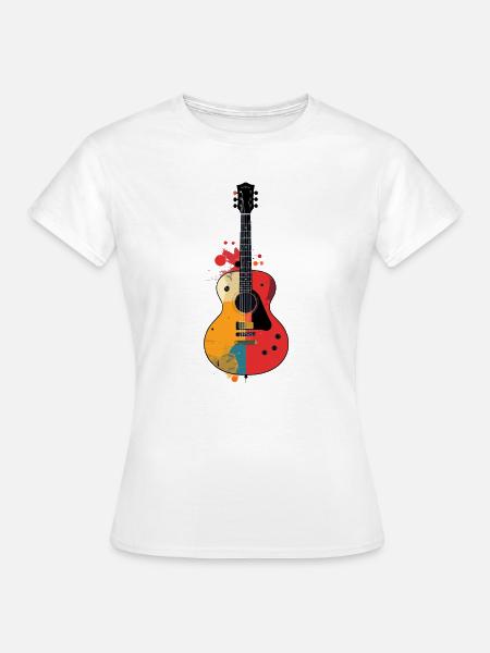 Bunte Gitarren Kunst Akustik Gitarre Motiv - Frauen T-Shirt - Weiß