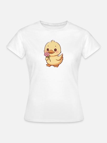 Küken mit Blume - Frauen T-Shirt - Weiß
