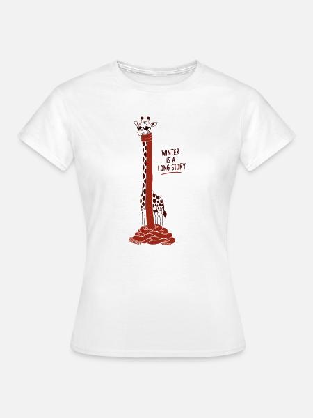 Wintergiraffe: Rothals - Frauen T-Shirt - Weiß