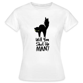 Night cat face with green eyes - Women's T-Shirt - white - Front - AI Model Female 172 dark (172cm)