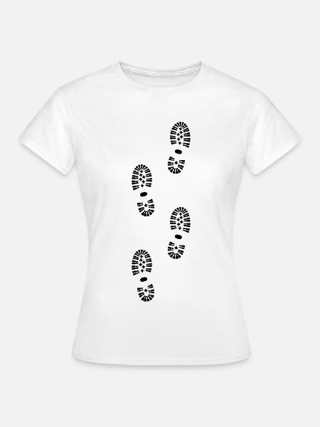 cheminer, chaussures, empreintes, nature - T-shirt Femme - blanc