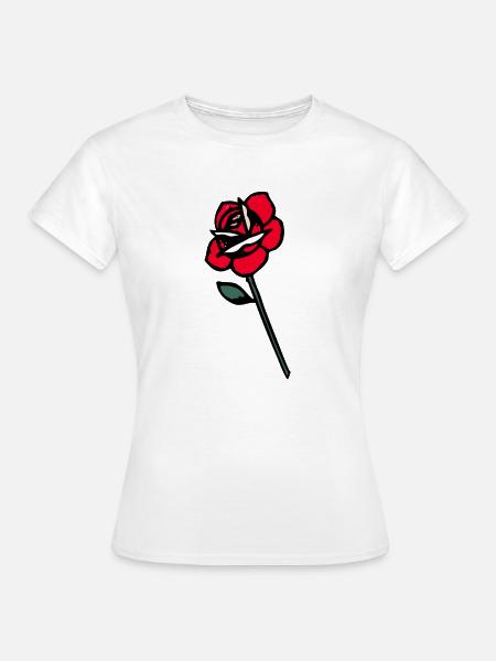 Rosenblüten-Old-School-Design - Frauen T-Shirt - Weiß