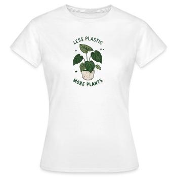 Moins de plastique, plus de plantes - Durabilité écologique - T-shirt Femme - blanc - Devant - AI Model Female 172 dark (172cm)