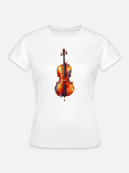 Wasserfarbene Violine – Farbexplosion - Frauen T-Shirt - Weiß