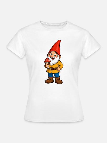 Fröhlicher Waldfürst mit Pilz - Frauen T-Shirt - Weiß