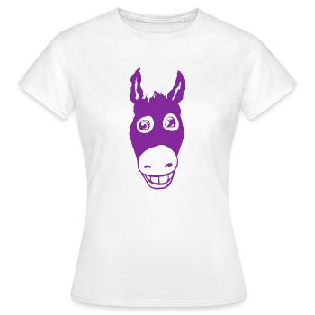 Âne souriant violet - T-shirt Femme - blanc - Devant - AI Model Female 172 dark (172cm)