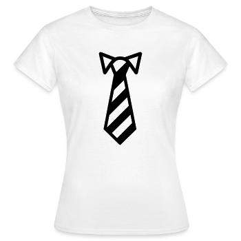 Cravate - T-shirt Femme - blanc - Devant - AI Model Female 172 dark (172cm)