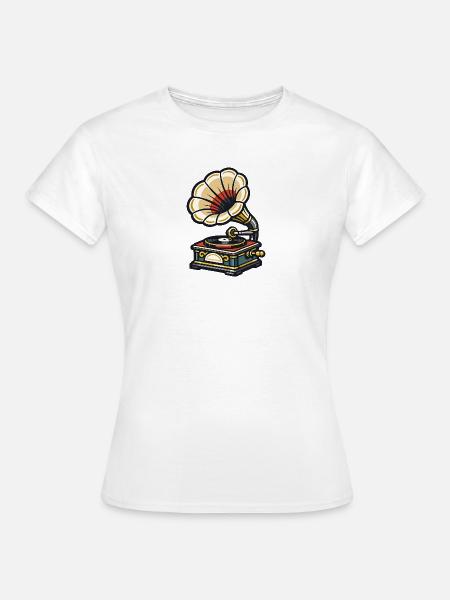 Grammophon Blüten Design - Frauen T-Shirt - Weiß