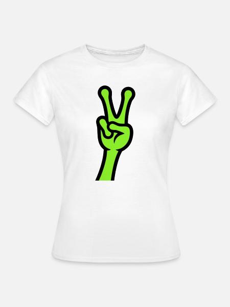 Alien Hand Peace Zeichen Icon - Frauen T-Shirt - Weiß