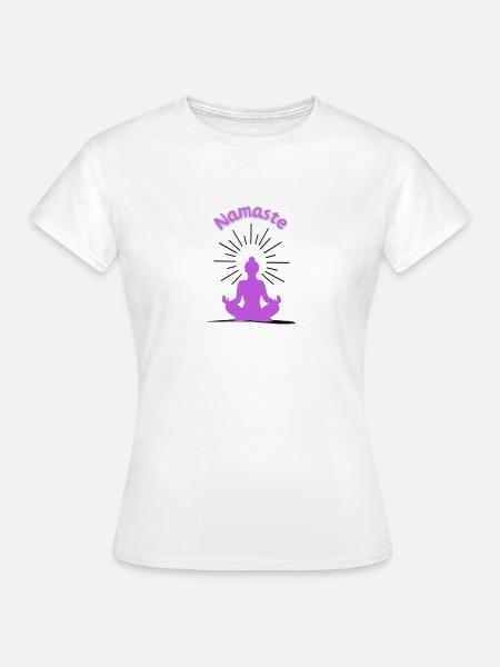 Namaste lila - Frauen T-Shirt - Weiß