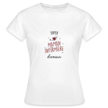 Super maman infirmière - T-shirt Femme - blanc - Devant - AI Model Female 172 dark (172cm)